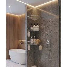 Krom 3'lü Banyo Şampuanlık Krom Banyo Rafı Pirinç Malzeme Paslanmaz Eskitme
