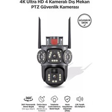 Kensa 4K Dış Mekan Güvenlik Kamerası – 3 Lensli Ultra Net Gece Görüşlü, Yapay Zeka Hareket Algılama ve Mobil Uzak Izleme