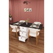 Asra Trend Lüks Katlanır Mutfak Yemek Masası Takımı %100 Mdf Çekmeceli Çalışma Masası Sandalye KMS30