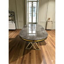 Msy Home Ironi Gold/krom Detaylı Lake Panel 90*170 cm Oval Masa