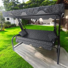 Mor Minder Süngersiz Tenteli Bahçe Salıncağı 3 Kişilik Gri Kumaş Seti Modern Tasarım