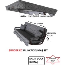 Mor Minder Süngersiz Tenteli Bahçe Salıncağı 3 Kişilik Gri Kumaş Seti Modern Tasarım