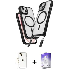 BUTİMAR'S iPhone 14 Atlas Doku Koleksiyonu - Siyah Bilvis 5in1 3D Magic Cam Ekran Koruyucu + Gold Shine Kamera Lens