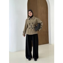 Moda Aksa 2091 Bershka Premium Trenç Yeşil
