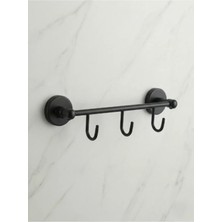 Clk Banyo Karaca Banyo/mutfak Pirinç Duvara Montajlı 3’lü Askılık Sıyah - Paslanmaz