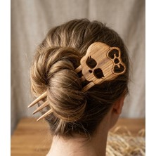 Ahşap El Yapımı Topuz Saç Tokası Anime Karakter