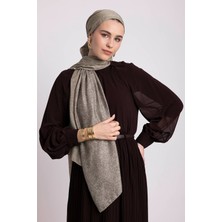 AYSHARA Bengi Monogram Düz Desenli Çift Taraflı Şal - Koyu Kül Vizon