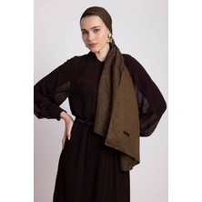 AYSHARA Bengi Monogram Düz Desenli Çift Taraflı Şal - Koyu Karamel