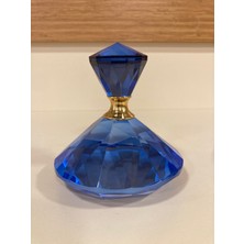 Dekoratif Kristal Piramit Model Şişe Obje Renk Mavi Altın Yükseklik 10 cm Çapı 11 cm