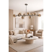LED Yeni Model 125 cm 10 Lu Bal Camlı Seralı Lüx Krom Renk Ithal Kasa