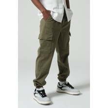 Maule Beli Lastikli Bağcıklı, Paça Lastikli, Rahat Fit, Esnek Gabardin Kargo Erkek Pantolon