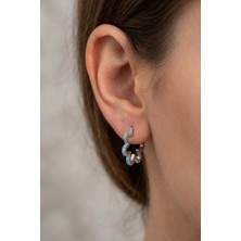 By Barun Kadın Çiçek Küpe 925 Ayar Gümüş Firuze Taşlı Şık Kadın Küpe