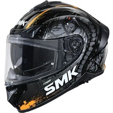 Smk Typhoon Reptile Siyah-Gri-Turuncu Dragon Kapalı Kask (Güneş Vizörlü)
