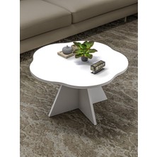 Reyo Falez Çiçek Formlu Salon Sehpası, Modern Orta Sehpa Beyaz