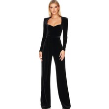 Hanife Glam Couture Hanife Glam Kalp Yaka Kadife Tulum