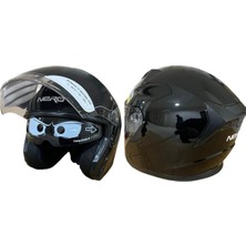 Nero 528 Parlak Siyah Çenesiz Açık Kask (L)