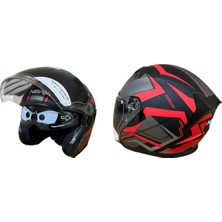 Nero 528 Mat Siyah - Kırmızı Çenesiz Açık Kask (S)