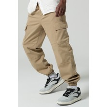 Maule Beli Lastikli Bağcıklı, Paça Lastikli, Rahat Fit, Esnek Gabardin Kargo Erkek Pantolon