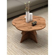 Reyo Falez Çiçek Formlu Salon Sehpası, Modern Orta Sehpa Atlantik Çam