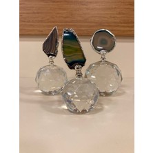 Dekoratif Kristal 3'lü Doğal Taş Obje Yükseklik 14-13 ve 11 cm