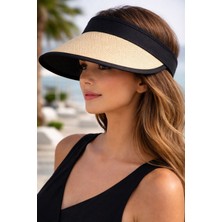 Aydın Şapkacınız Geniş Siperlikli Hasır Görünümlü Ayarlanabilir Kadın Vizör Şapka – Hafif & Şık Yazlık Güneş Şapkası