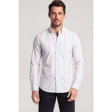 Paul & Shark Erkek Regular Fit Çizgili Desenli Pamuklu Uzun Kollu Çok Renkli Gömlek 26413152-V91