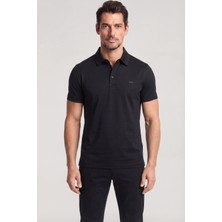 Paul & Shark Erkek Regular Fit Metalik Logo Detaylı Pamuklu Kısa Kollu Siyah-Altın Polo Yaka T-Shirt 26411229-11G