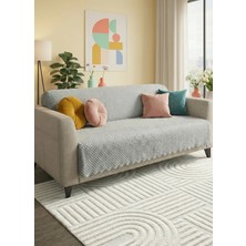 Mariesse Home %100 Bambu Gri Yumuşak Tüylü Koltuk Örtüsü Çok Amaçlı Süngerli Koltuk Örtüsü ( 170X210)