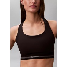 Calvin Klein Kadın Dar Kalıp Logo Detaylı Elastik Bel Bantlı Crop Siyah T-Shirt LVGWS6K346-UB1