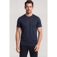 Paul & Shark Erkek Regular Fit Yuvarlak Yakalı Pamuklu Logo Işlemeli Kısa Kollu Lacivert T-Shirt 26411049-013