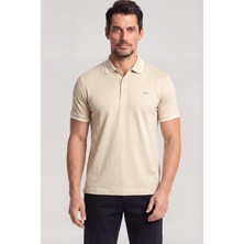 Paul & Shark Erkek Düğme Kapama Kısa Kol %100 Pamuk Bej Polo Yaka T-Shirt 26411256SM-348