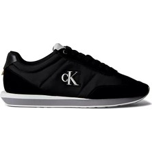 Calvin Klein Erkek Düz Rahat Taban Bağlamalı Ck Yazı Desenli Deri Siyah Sneaker YM0YM01361-01Q