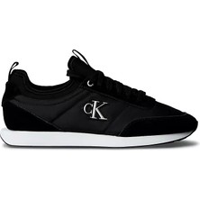 Calvin Klein Erkek Düz Rahat Taban Bağlamalı Ck Yazı Desenli Deri Siyah Sneaker YM0YM01414-BEH