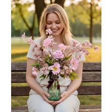 Sedosh Home Vision Cam Vazoda Pudra Papatya Yapay Çiçek Aranjmanı Dekoratif