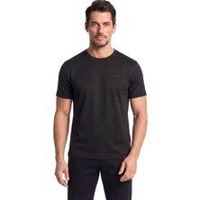 Paul & Shark Erkek Dokuma Kumaş Düz Bisiklet Yaka Siyah T-Shirt 25411026SM-011