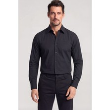 Paul & Shark Erkek Slim Fit Logo Göğsünde ve Sırtında Logo Detaylı Uzun Kollu Siyah Gömlek 26413802-011