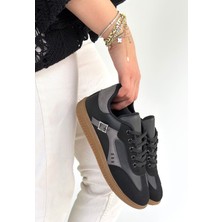 Bluefeet Siyah Cilt Bağcıklı Spor Ayakkabı