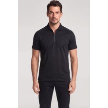 Paul & Shark Erkek Regular Fit Logo Detaylı Pamuklu Kısa Kollu Siyah Polo Yaka T-Shirt 26411271-011