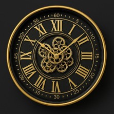 Genel Metal Kasa Hareketli Çarklı Duvar Saati – Büyük Boy 80 Cm, Vintage Mekanizma Tasarım, Sessiz Çalışan Dekoratif Duvar Saati