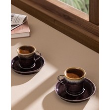 Madame Coco Kalre Polish 6 Kişilik 12 Parça Kahve Fincan Seti - Mürdüm - 90 ml