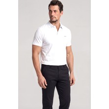 Paul & Shark Erkek Düğme Kapama Kısa Kol %100 Pamuk Beyaz Polo Yaka T-Shirt 26411273-010