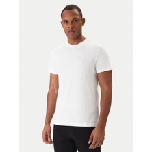 Versace Erkek Normal Kalıp Yuvarlak Yakalı Logo Desenli Kısa Kollu Beyaz T-Shirt 80GAHT03 CJ00T-G03