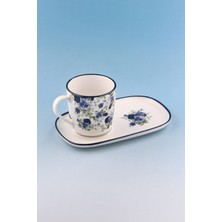 Bursa Porselen Dekor Blue Ivy Sunumluklu Porselen Kupa Takımı