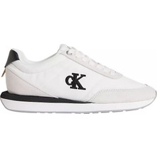 Calvin Klein Kadın Rahat Taban Bağcıklı Deri Düz Taban Beyaz Sneaker YW0YW01990-01W