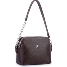 Nas Bag Kadın Sade Şık Omuz ve Çapraz Zincirli ve Uzun Çift Askılı (20X15 Cm) Kahverengi Victoria