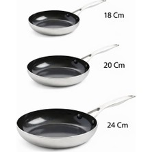 Greenpan Geneva Tava Seti 18 cm - 20 cm - 24 cm | Elmaslarla Zenginleştirilmiş Thermolon™ Seramik Yüzey | Pfas Içermez | 3 Katmanlı Paslanmaz Çelik |