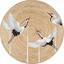 Kilim Home  Boho 962 Leylek Desenli Doğal Natural Jüt Yuvarlak