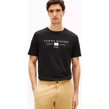 Tommy Hilfiger Erkek Normal Kesim Baskılı Pamuklu Yuvarlak Yakalı Kısa Kollu Siyah T-Shirt MW0MW42365-BDS