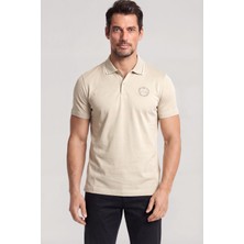 Paul & Shark Erkek Regular Fit Logo Işlemeli Pamuklu Kısa Kollu Bej Polo Yaka T-Shirt 26411270-348