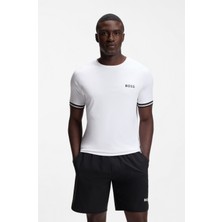 Boss Erkek Kısa Kol Bisiklet Yaka Kısa Boy Pamuklu Beyaz T-Shirt 50559207-100